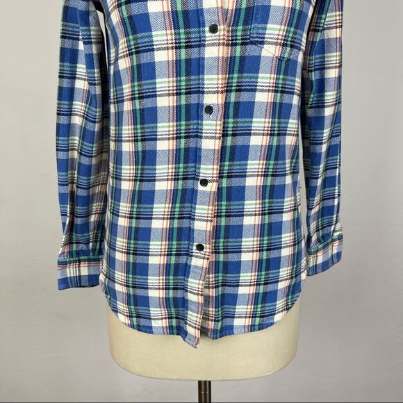Madewell Plaid Button Front Top XS Long Sleeve - Picture 4 of 7